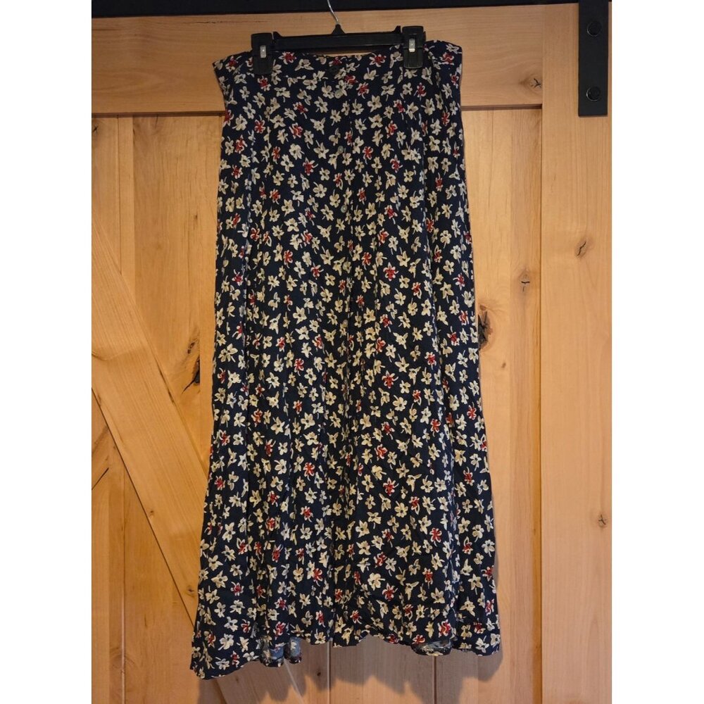 Vintage Kathie Lee Sz 12 Maxi Skirt Rayon Ditzy Floral Y2k Preppy - Picture 1 of 13